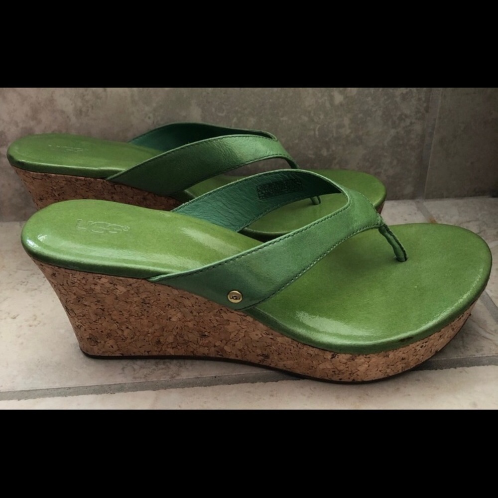 UGG Leather Platform Wedge Sandal ✨ Emerald Green